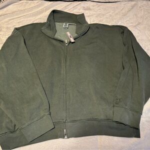 PINK Victoria's Secret Women’s Olive Green Full-Zip Sweatshirt